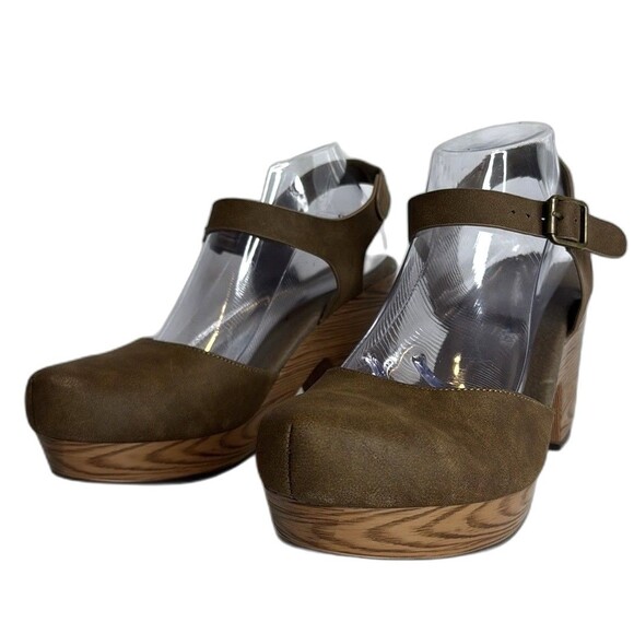 Pierre Dumas Shoes Womens Size 8.5 Brown Mary Jane Block Heel Faux Wood platform - Picture 2 of 10